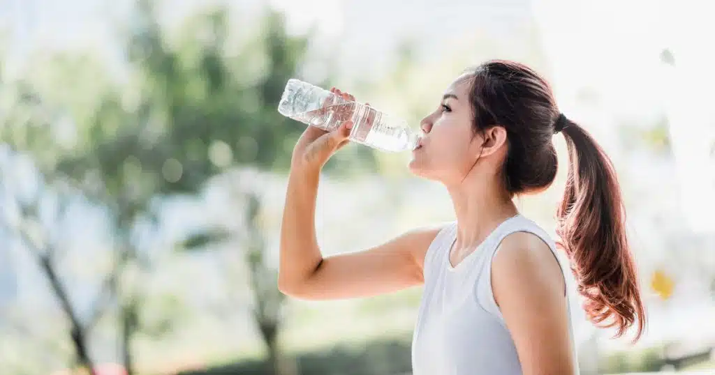 woman drinking water